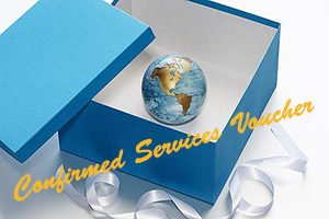 Globe in gift box, with ribbon, close-up